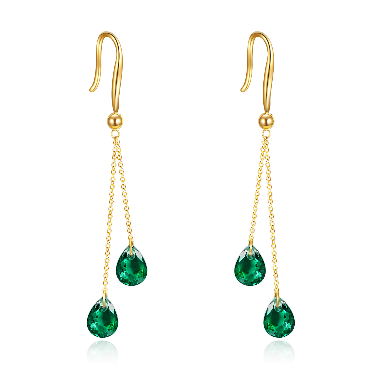 14K Gold Pear Emera… - image