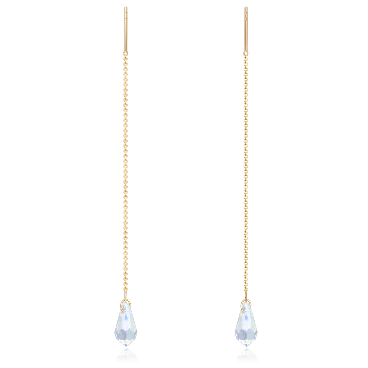 10K Gold Pear Moonstone Drop Earrings For Women-1