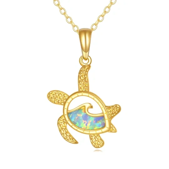 14K Gold Pear Shaped Turtle Pendant Necklace