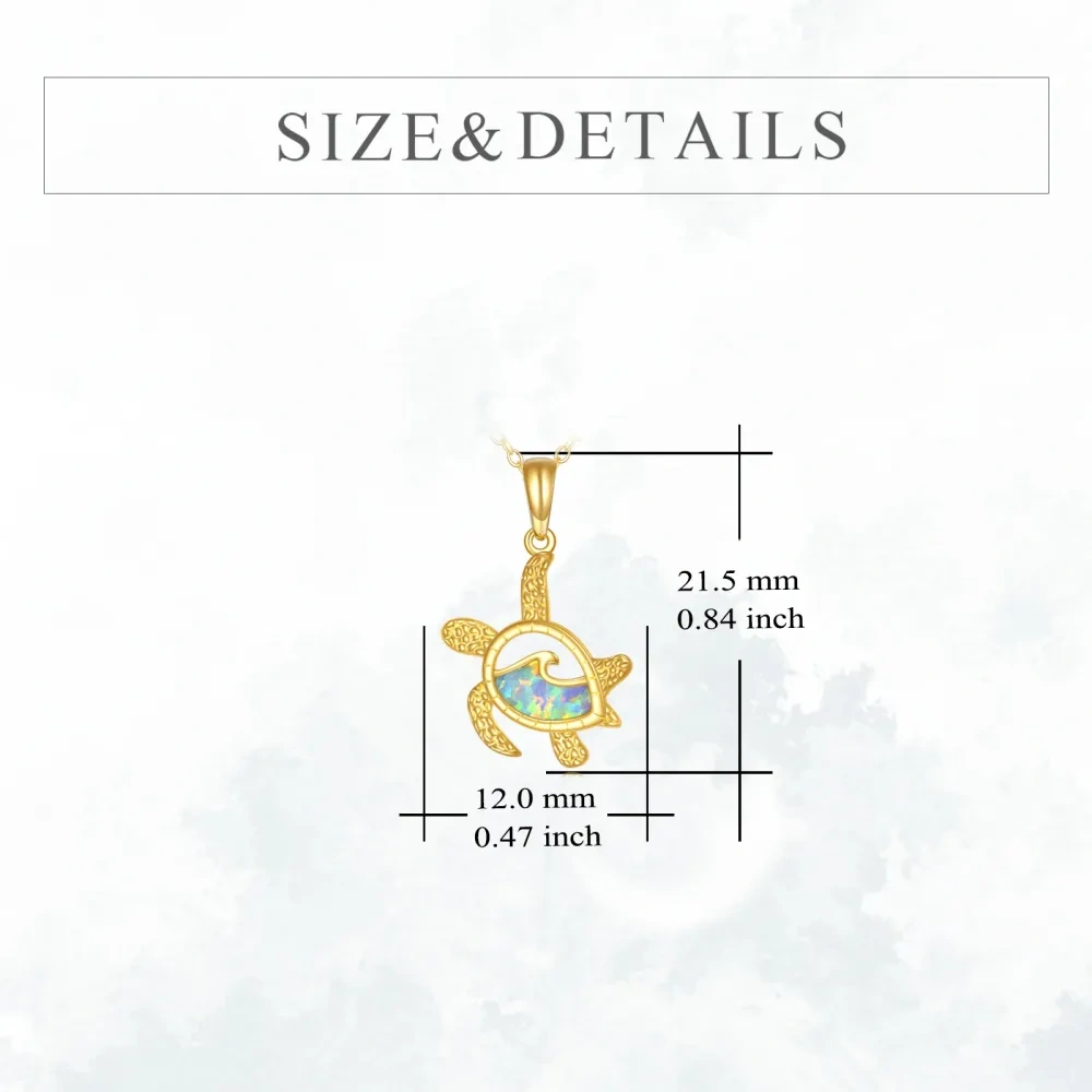 10K Gold Pear Shaped Turtle Pendant Necklace-5