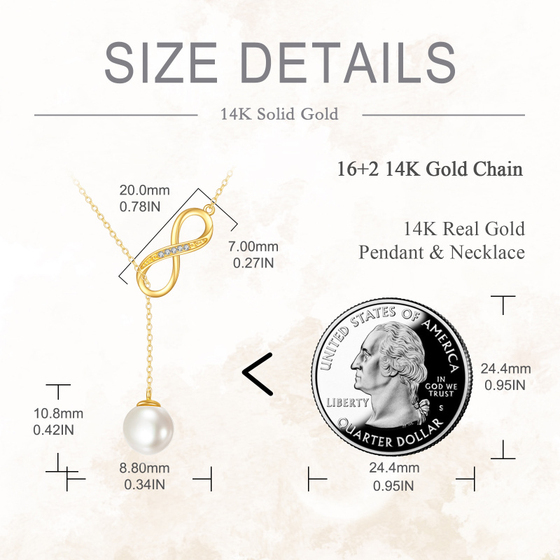 14K Gold Pearl Adjustable Y Necklace-4