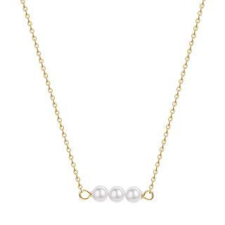 10K Gold Pearl Bar Pendant Necklace-47