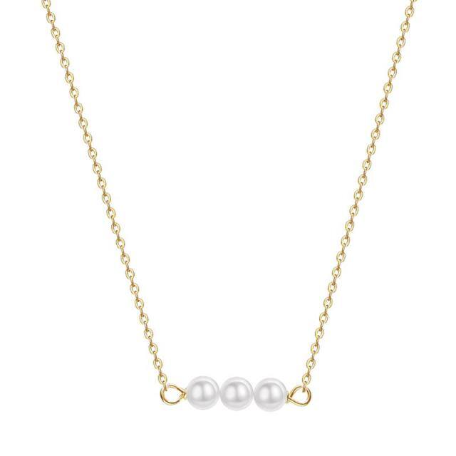 Collier à pendentifs en or 14K avec perles-1