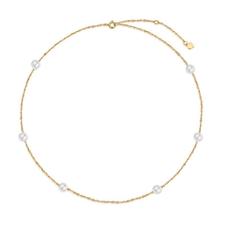 Pulsera de cadena de perlas de oro de 14 quilates-1