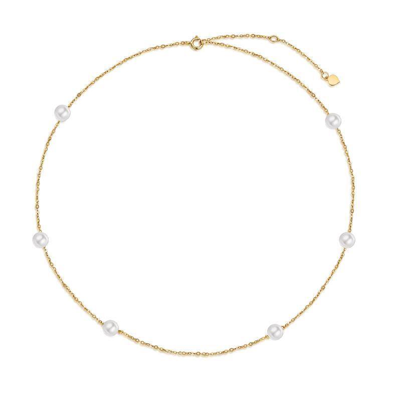 10K Gold Pearl Bead Chain Bracelet-1