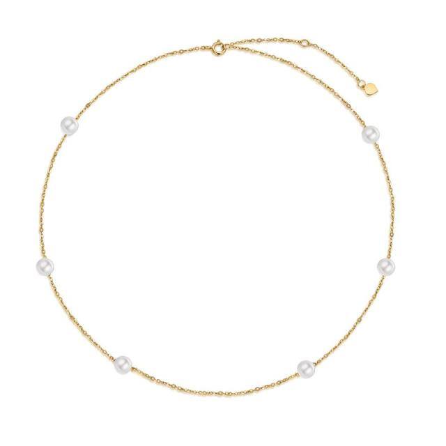 10K Gold Pearl Bead Chain Bracelet