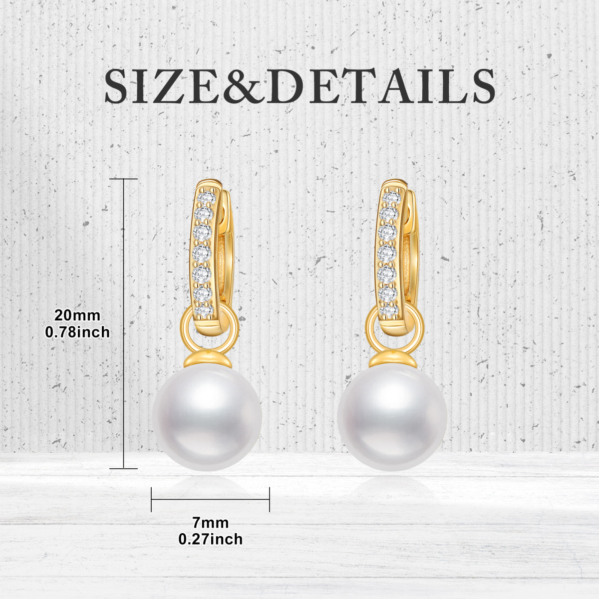 14K Gold Cubic Zirconia & Pearl Bead Drop Earrings for Women-5