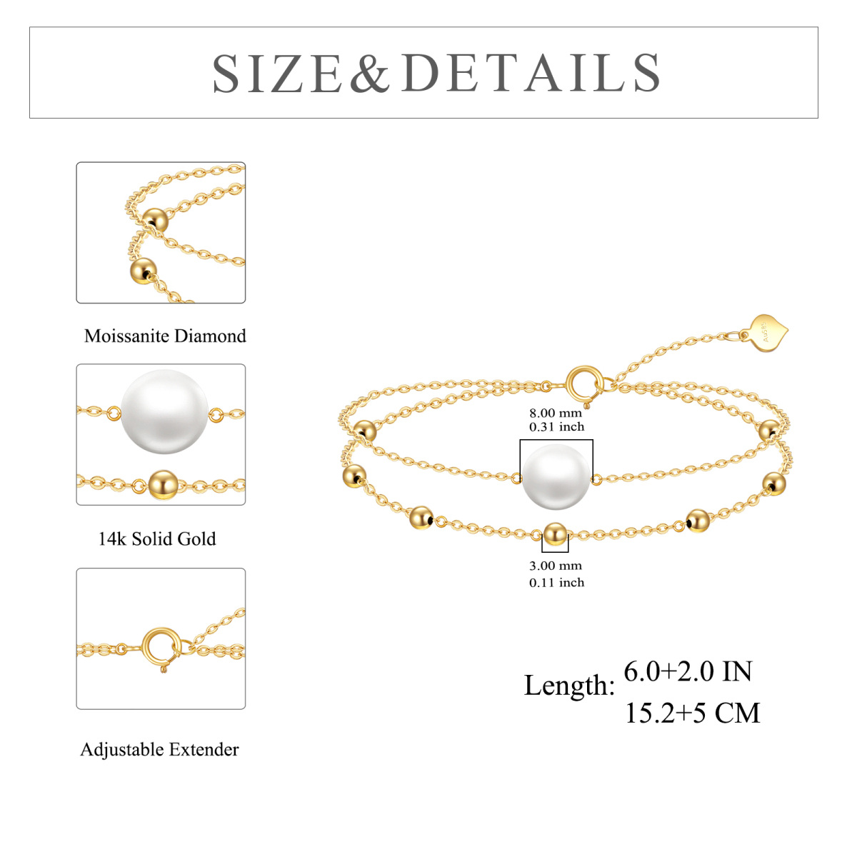 10K Gold Pearl Bead Layerered Bracelet-6