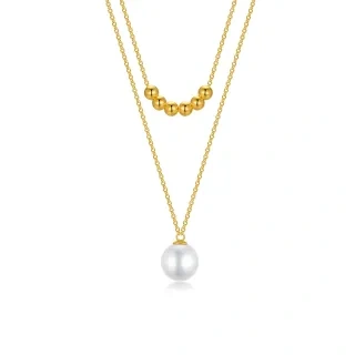 10K Gold Pearl Bead Pendant Necklace-48