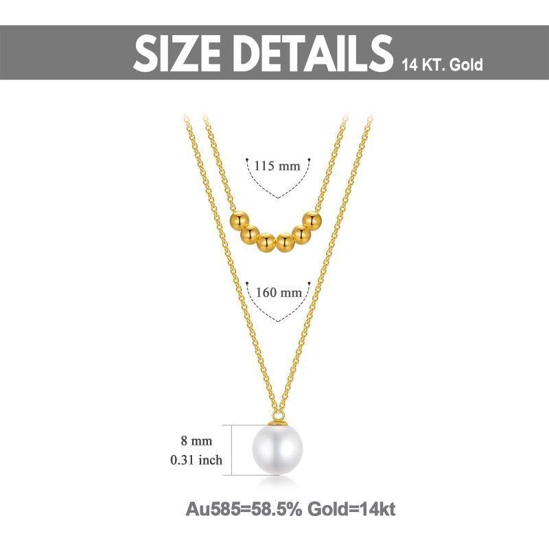 10K Gold Pearl Bead Pendant Necklace-5