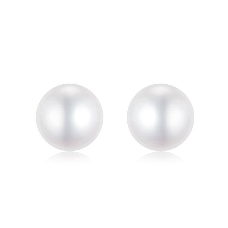 14K Gold Pearl Bead Stud Earrings-1