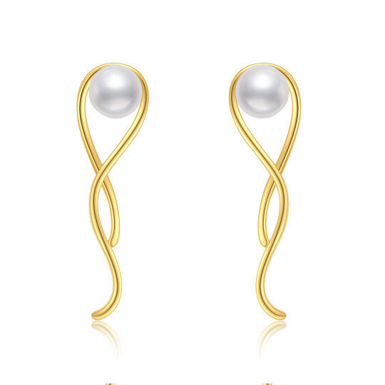 10K Gold Pearl Bead Stud Earrings for Women