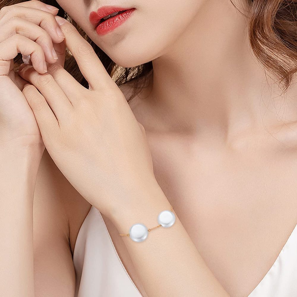 Pulsera de perlas de oro de 10 quilates como regalo de aniversario de boda para mujeres-2