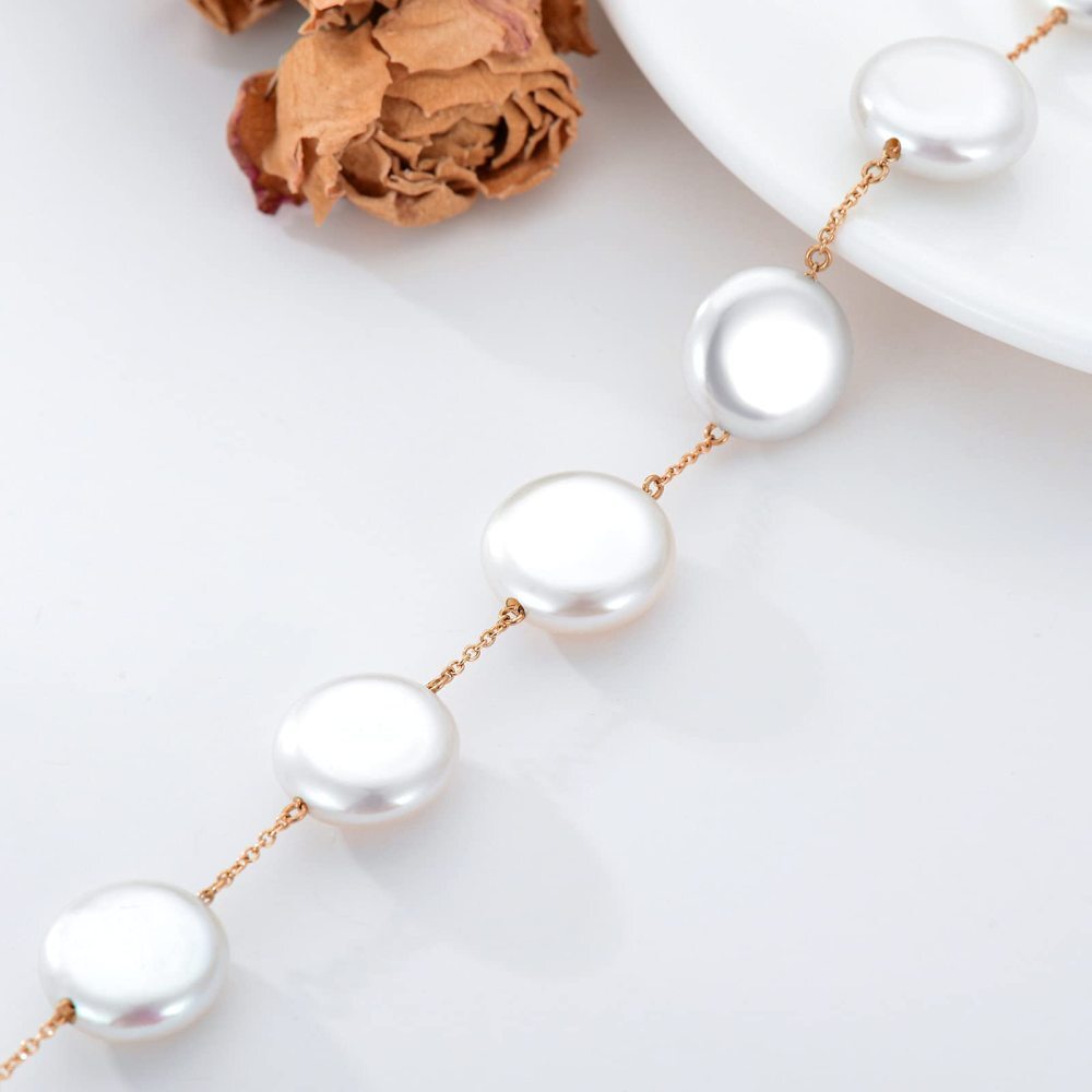 Pulsera de perlas de oro de 10 quilates como regalo de aniversario de boda para mujeres-4