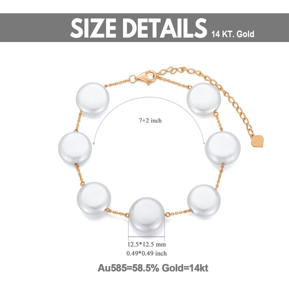 Pulsera de perlas de oro de 10 quilates como regalo de aniversario de boda para mujeres-5