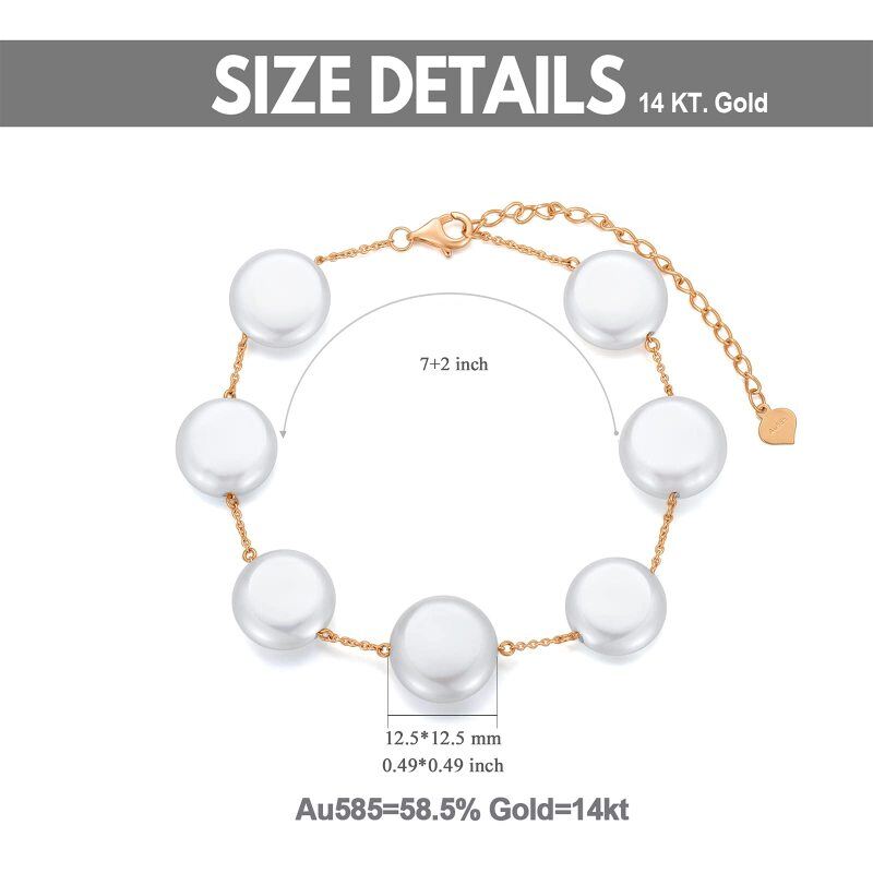10K Rose Gold Pearl Beads Bracelet as Anniversary Wedding Gifts for Women-5