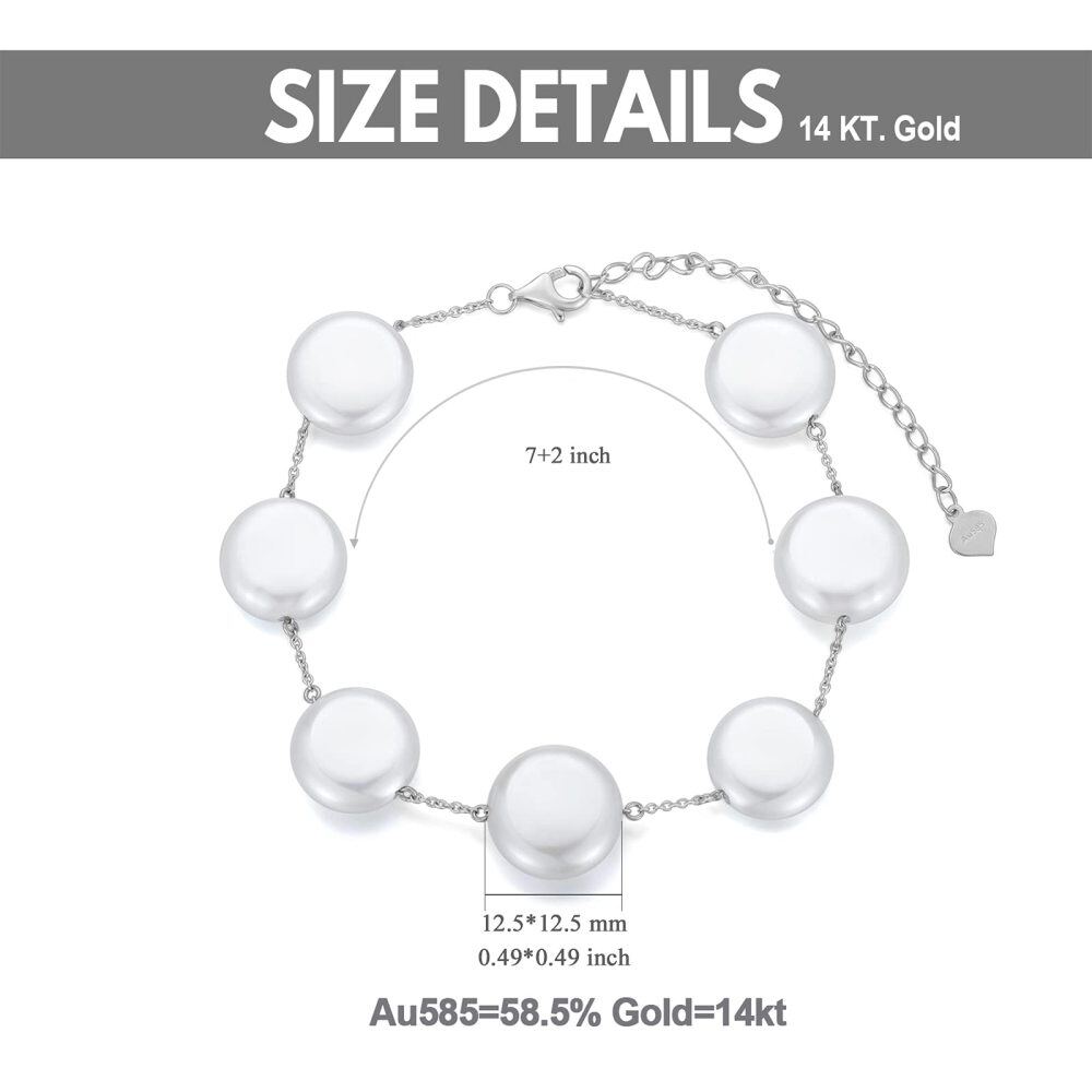 10K White Gold Pearl Beads Bracelet as Anniversary Wedding Gifts for Women-5