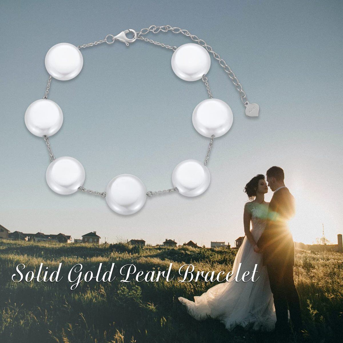 Braccialetto di perle in oro 10K come regalo di anniversario di matrimonio per le donne-6
