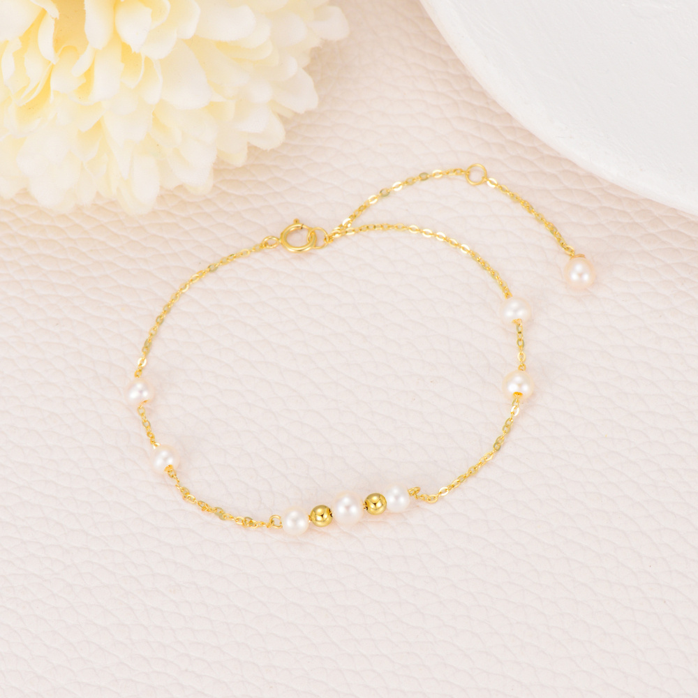 Bracciale con perle in oro 10 carati-2