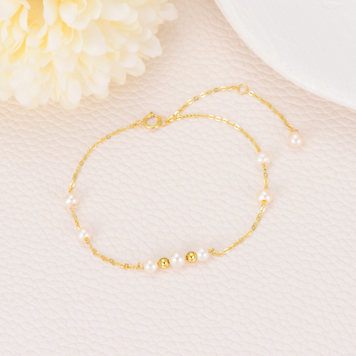 10K Gold Pearl Beads Bracelet-2