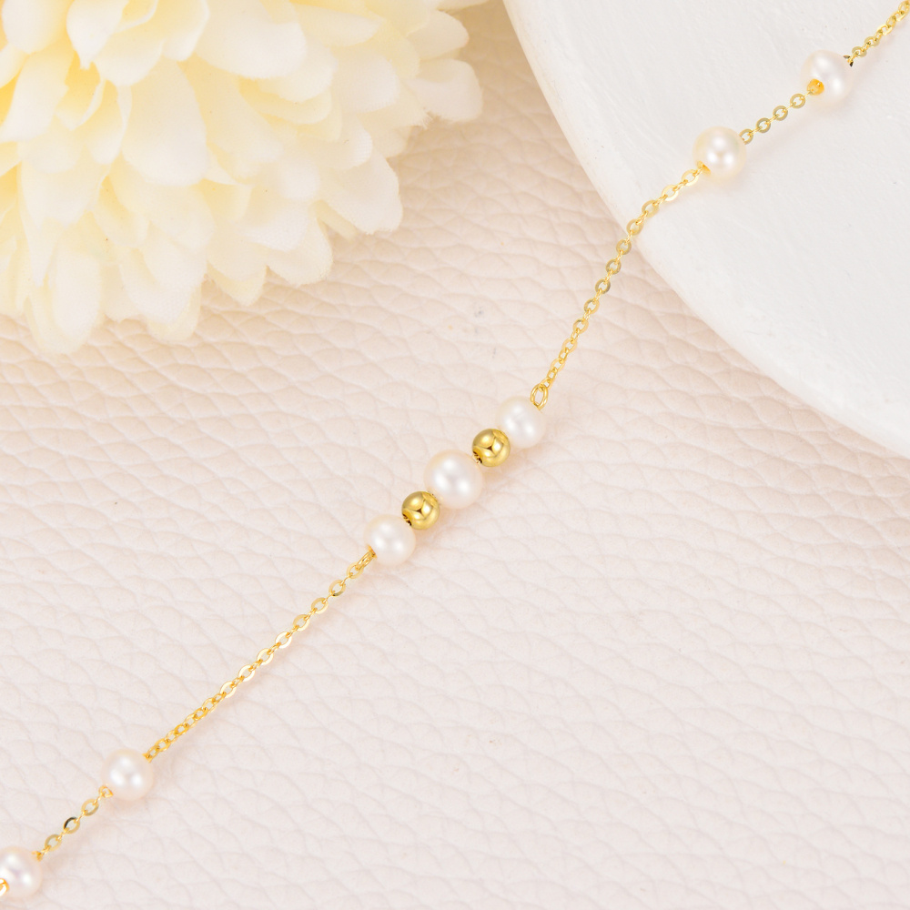 Bracciale con perle in oro 10 carati-3
