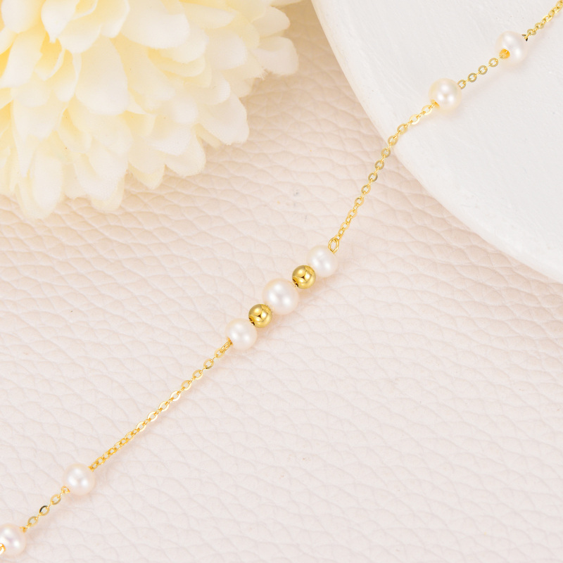 Pulseira de contas em metal com pérolas e detalhes em ouro branco de 14 quilates-3