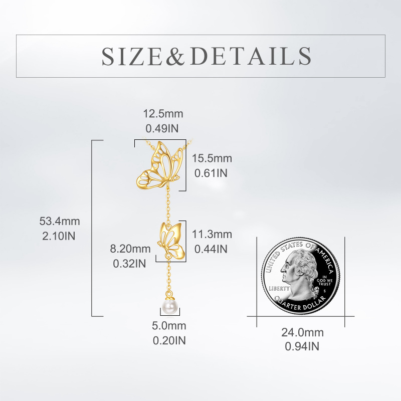 10K White Gold Pearl Butterfly Non-adjustable Y-Necklace-5