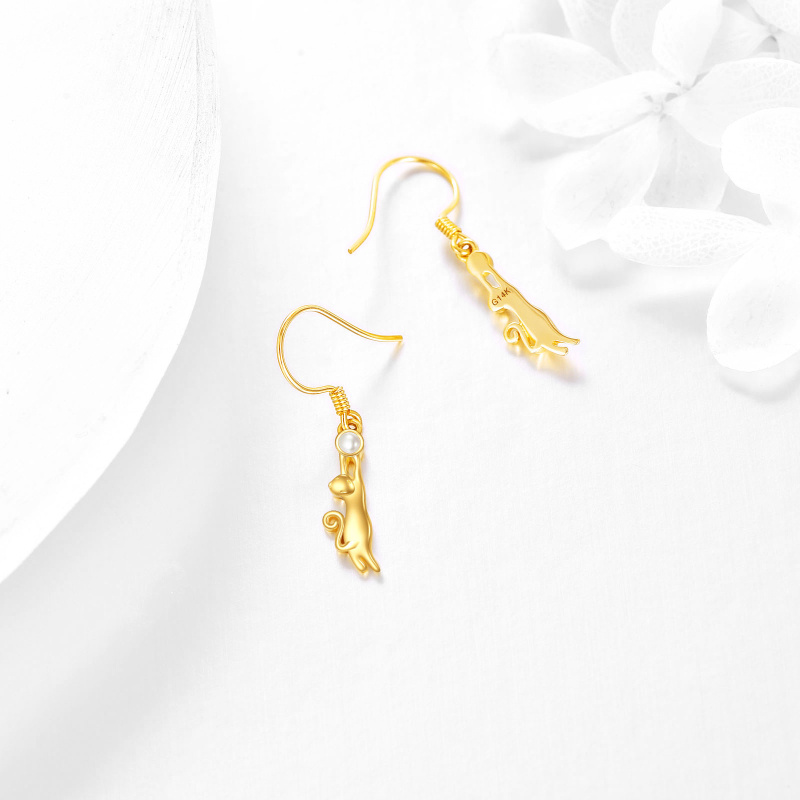 Katzenohrringe aus 10-karätigem Gold mit Perlen-4