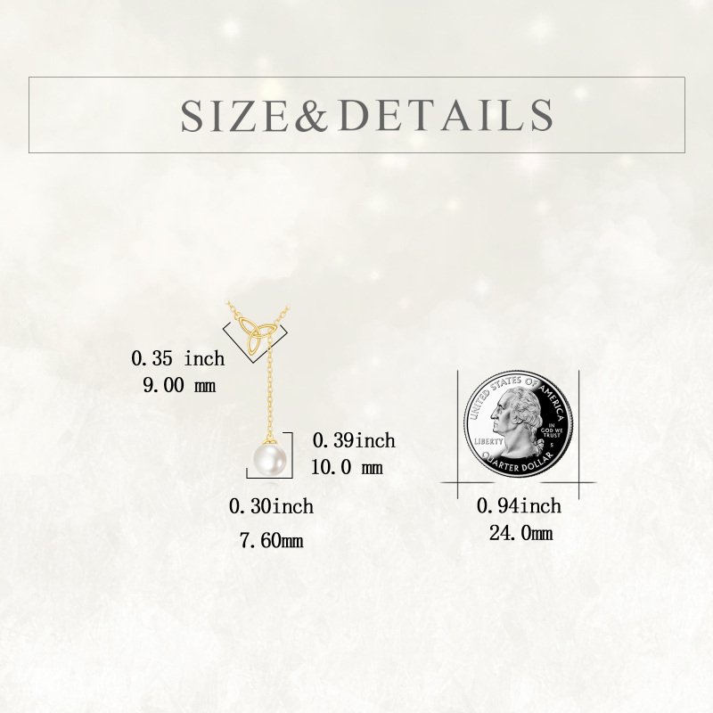 Collana a Y regolabile con nodo celtico in oro bianco 10K-5