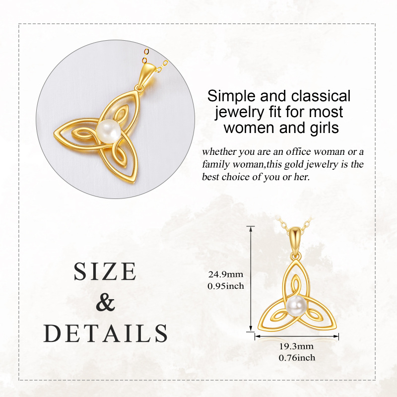 Collier pendentif nœud celtique en or 9 carats et perle-6