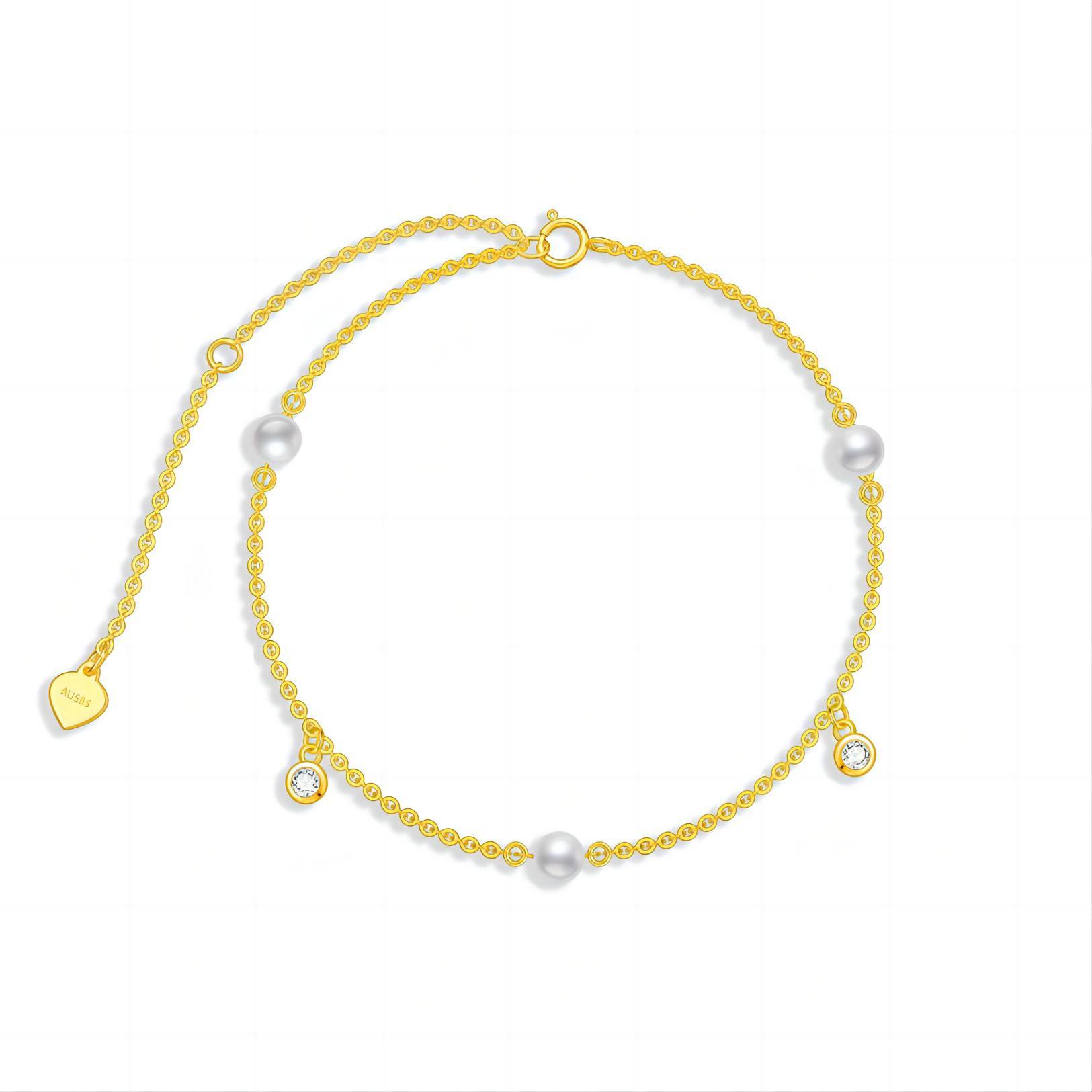 14K Gold Pearl Chai… - image