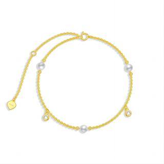 10K Gold Pearl Chain Bracelet-3