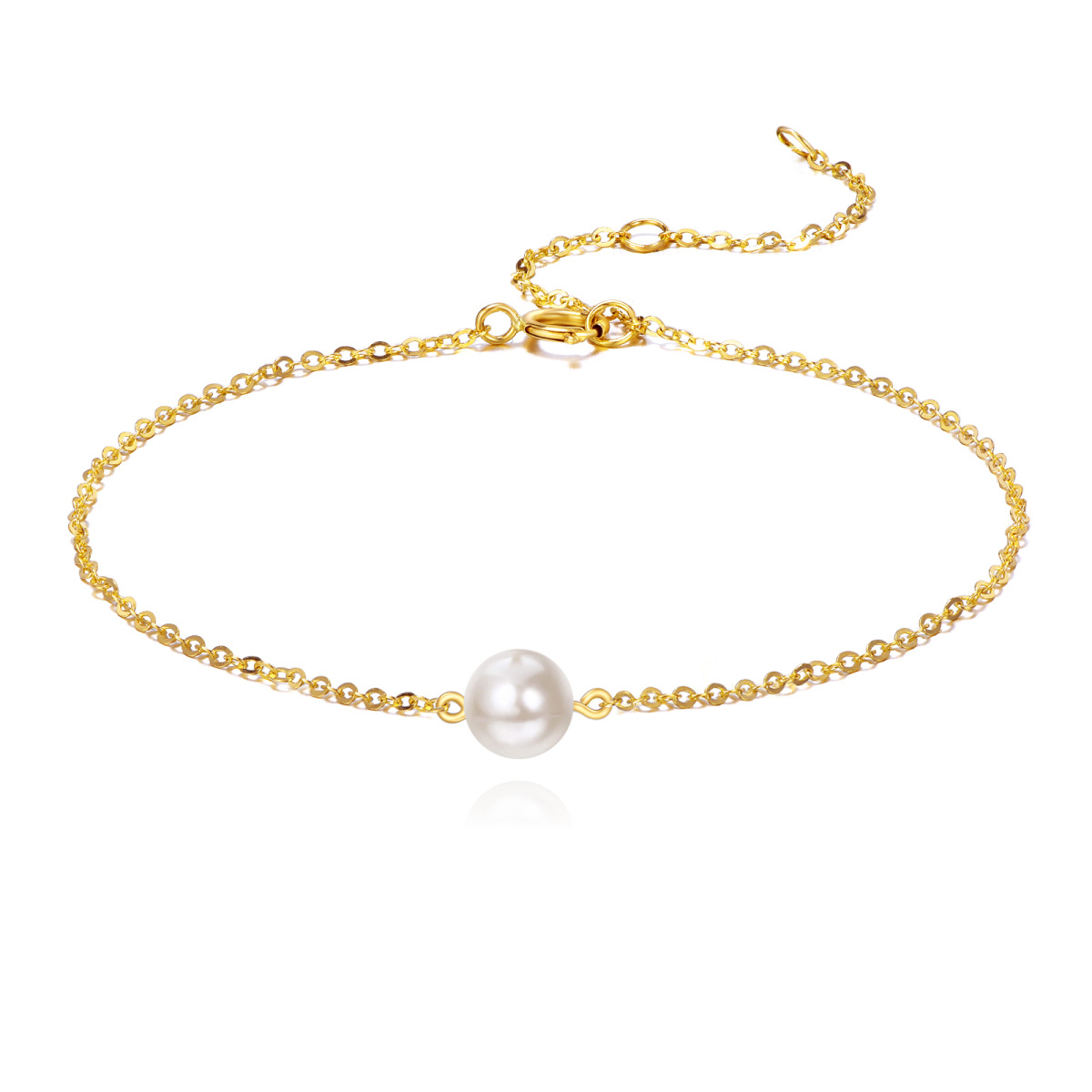 10K Gold Pearl Charm Bracelet-1