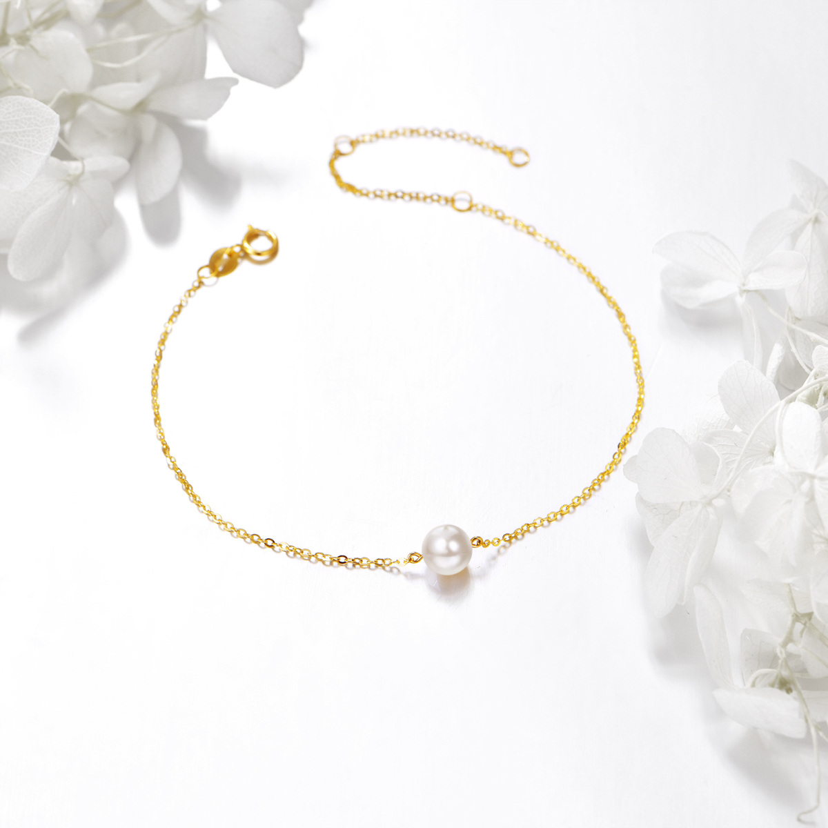 10K Gold Pearl Charm Bracelet-4