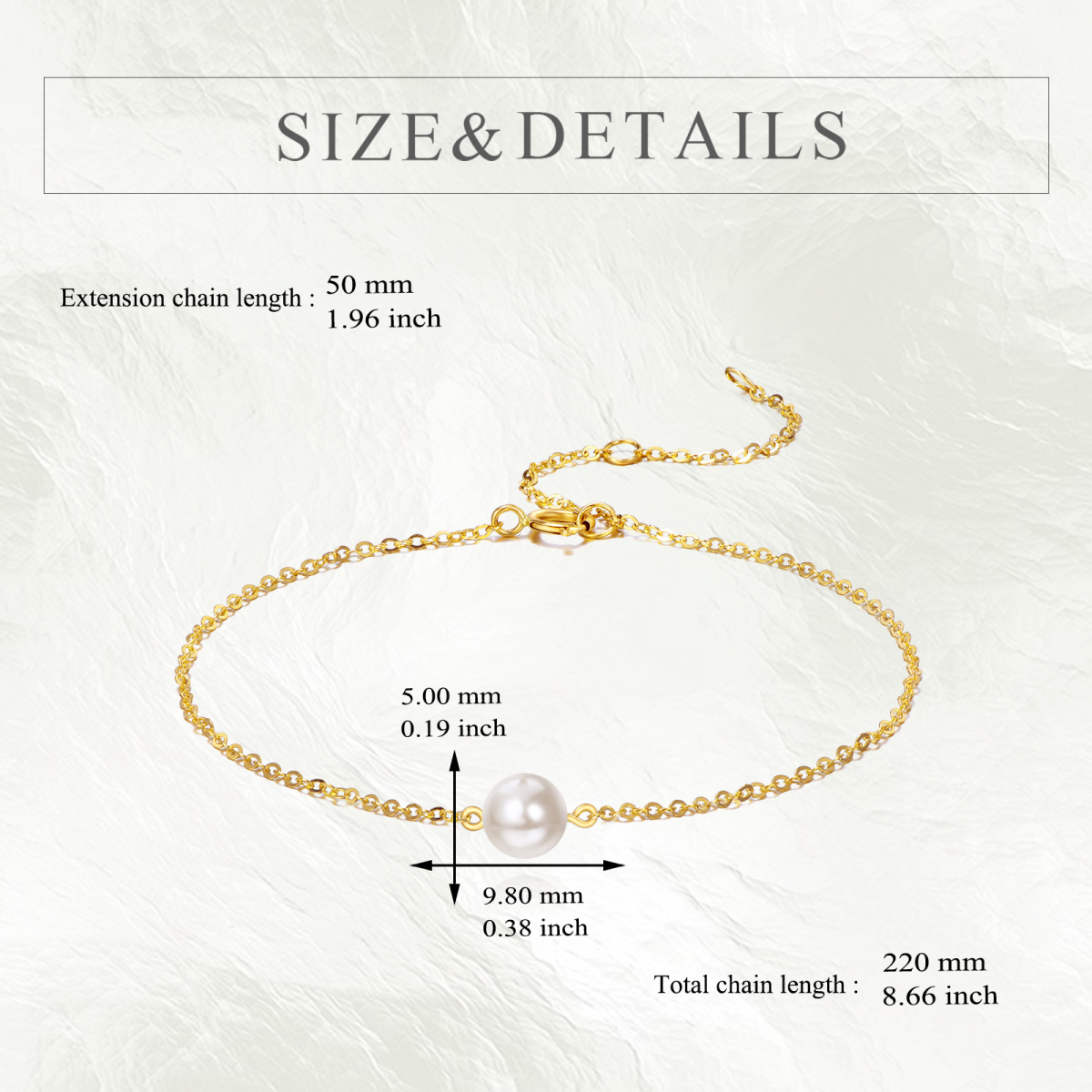 10K Gold Pearl Charm Bracelet-5