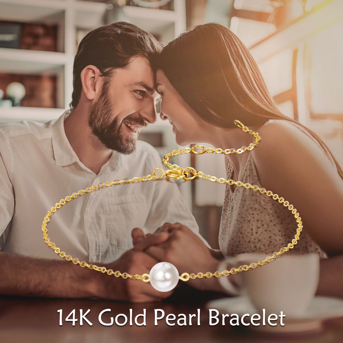 10K gouden parel bedelarmband-6