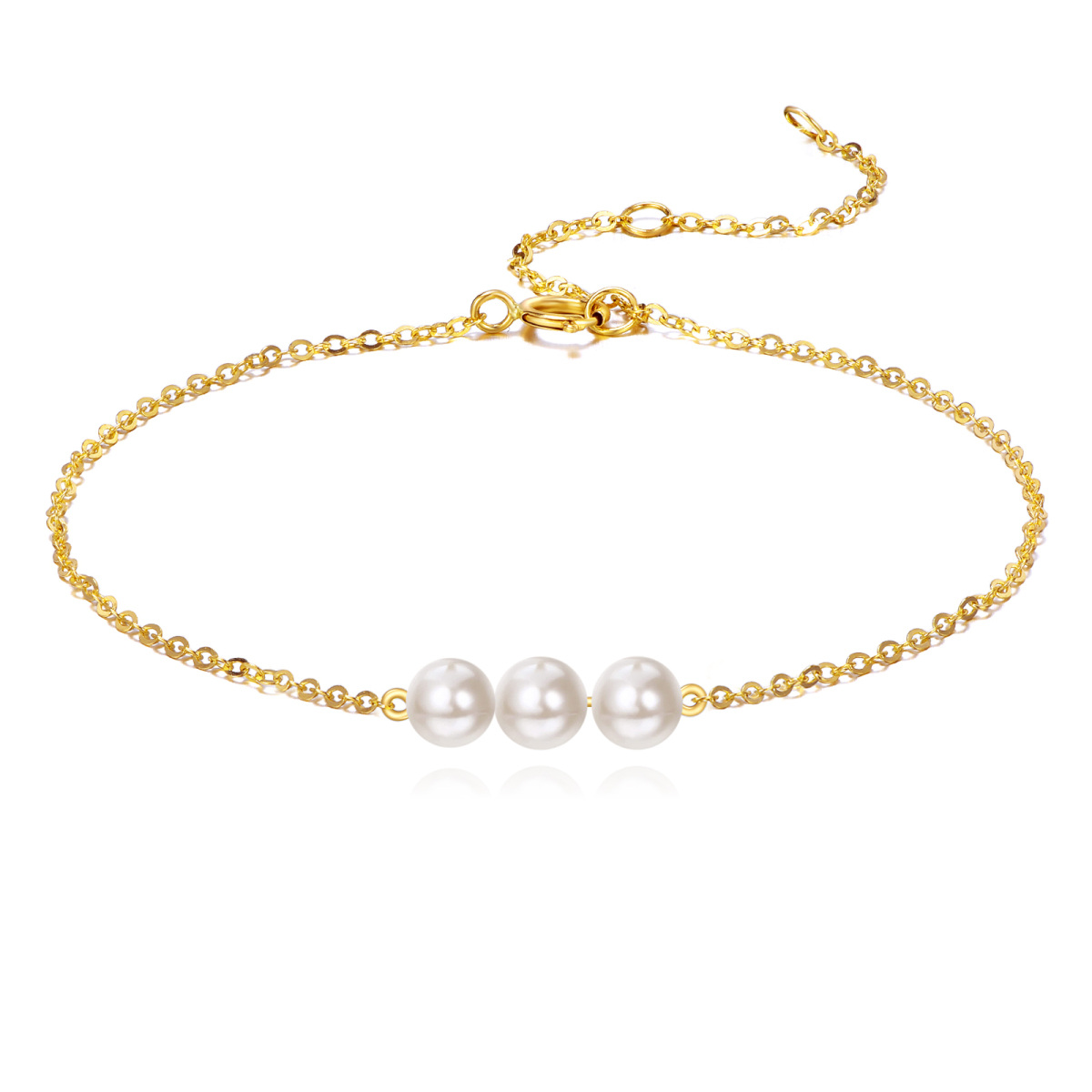 14K Gold Pearl Charm Bracelet-1