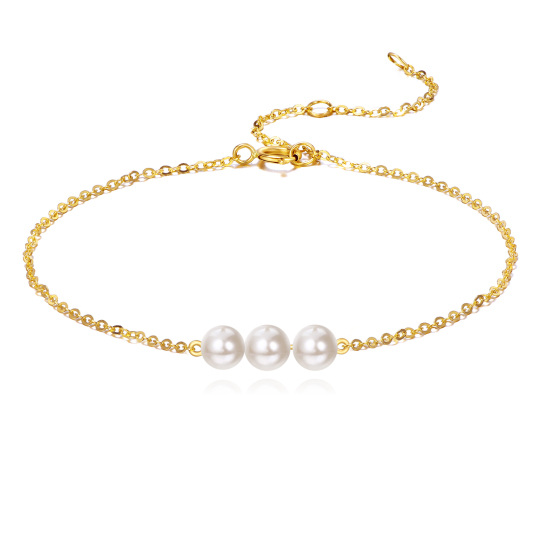 14K Gold Pearl Charm Bracelet