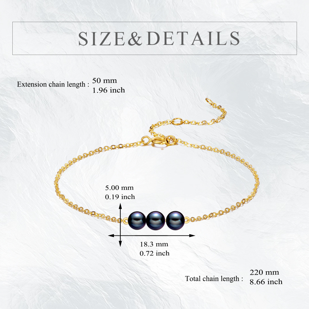 Pulsera con dije de perla de oro de 10 quilates-5