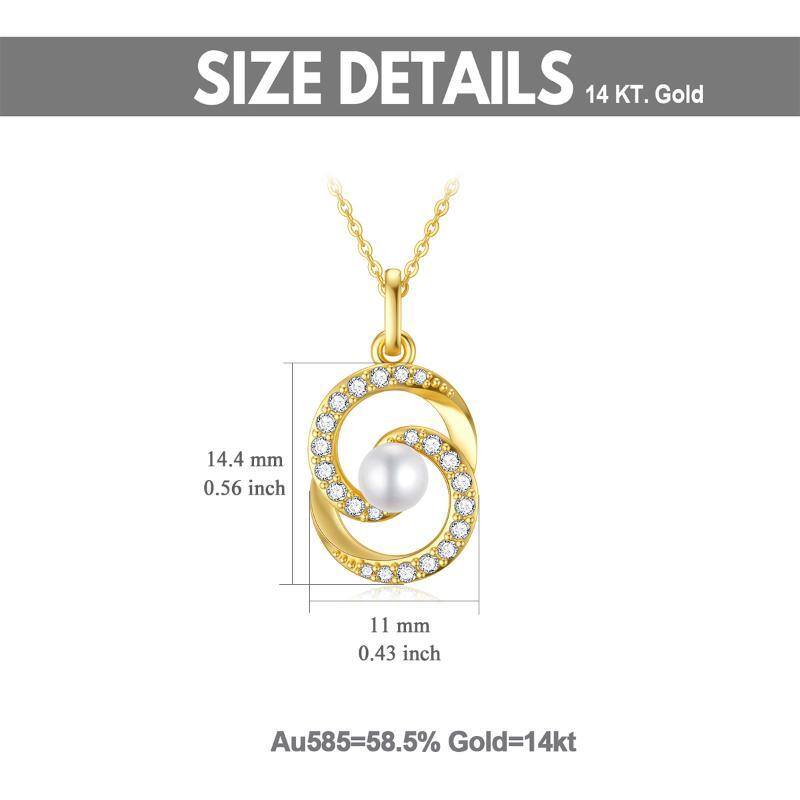 14K Gold Pearl Circle Pendant Necklace-3