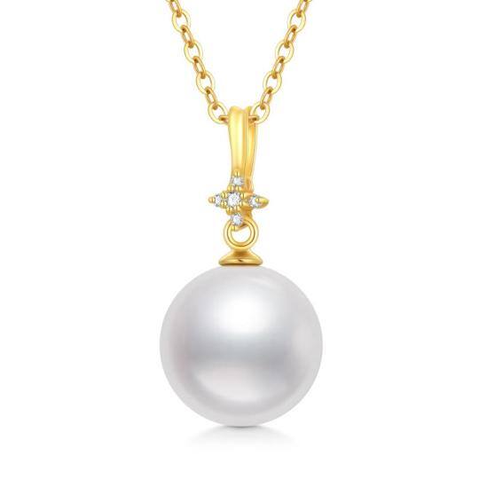 10K Gold Pearl Couple Pendant Necklace