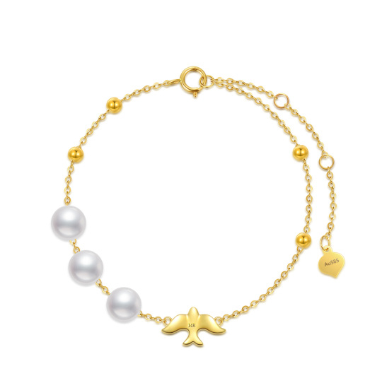 14K Gold Pearl Dove Bracelet for Women