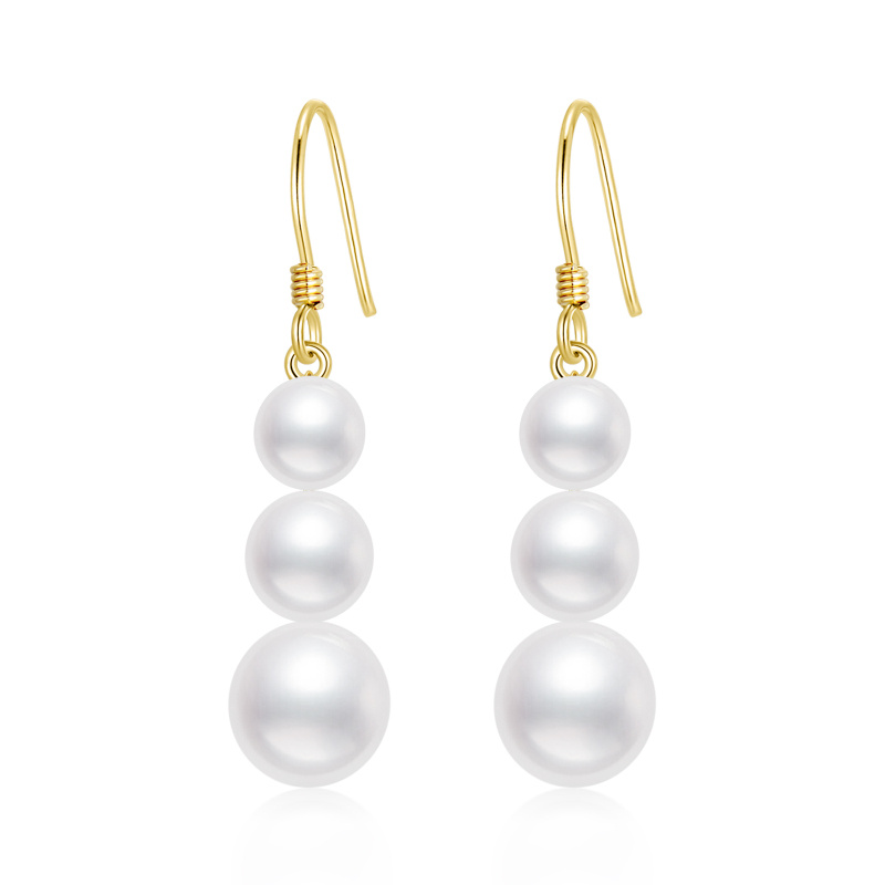 Pendientes colgantes de perla de oro de 18 quilates-1