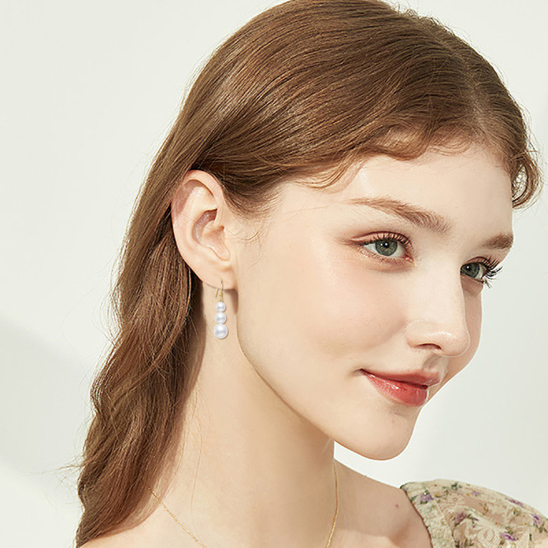 Pendientes colgantes de perla de oro de 18 quilates-2