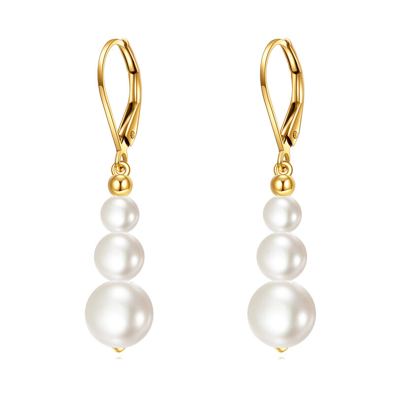 10K Gold Pearl Drop Earrings-20