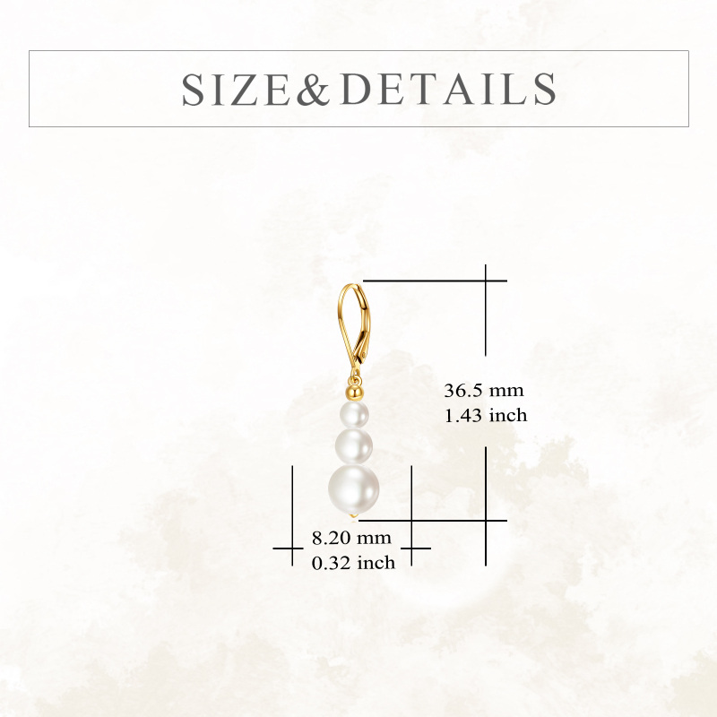 14K Gold Pearl Drop Earrings-5