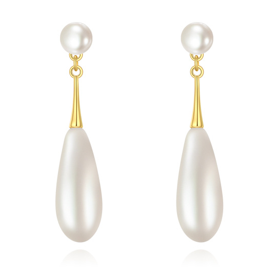 Oorbellen van sterlingzilver met geelgouden parelhanger