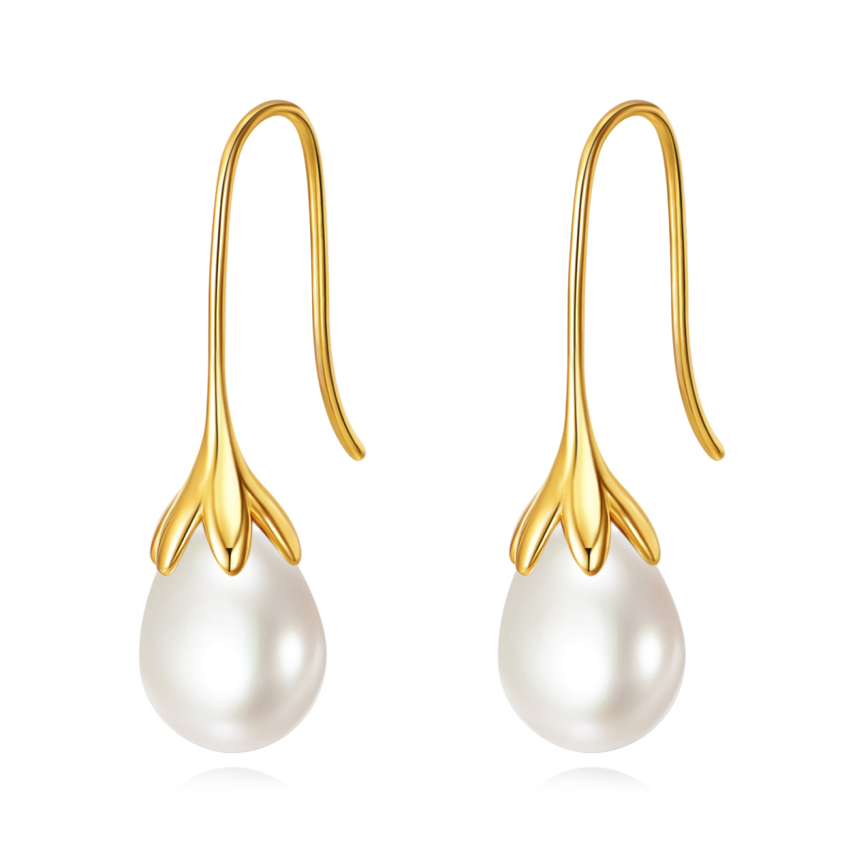 Pendientes colgantes de perla de oro de 14 quilates-1