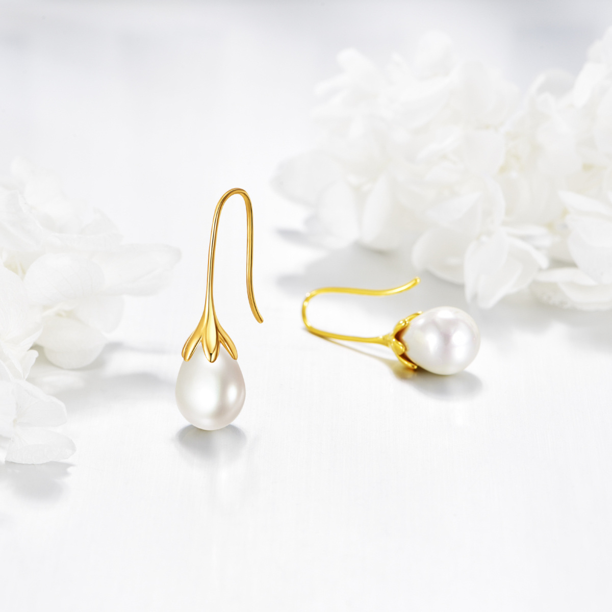 Pendientes colgantes de perla de oro de 14 quilates-3