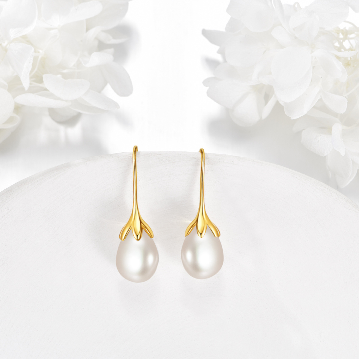 Pendientes colgantes de perla de oro de 14 quilates-4